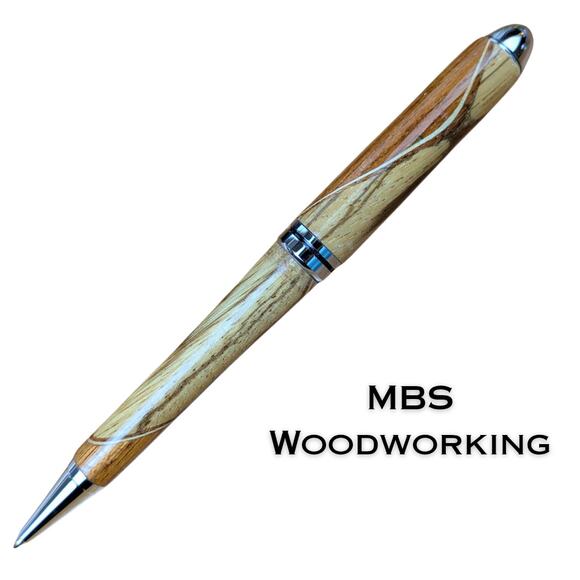 Handcrafted Cherry & Oak Wood Click Pen Retro Curve Mod 60s Vibe USA Made - Picture 4 of 7